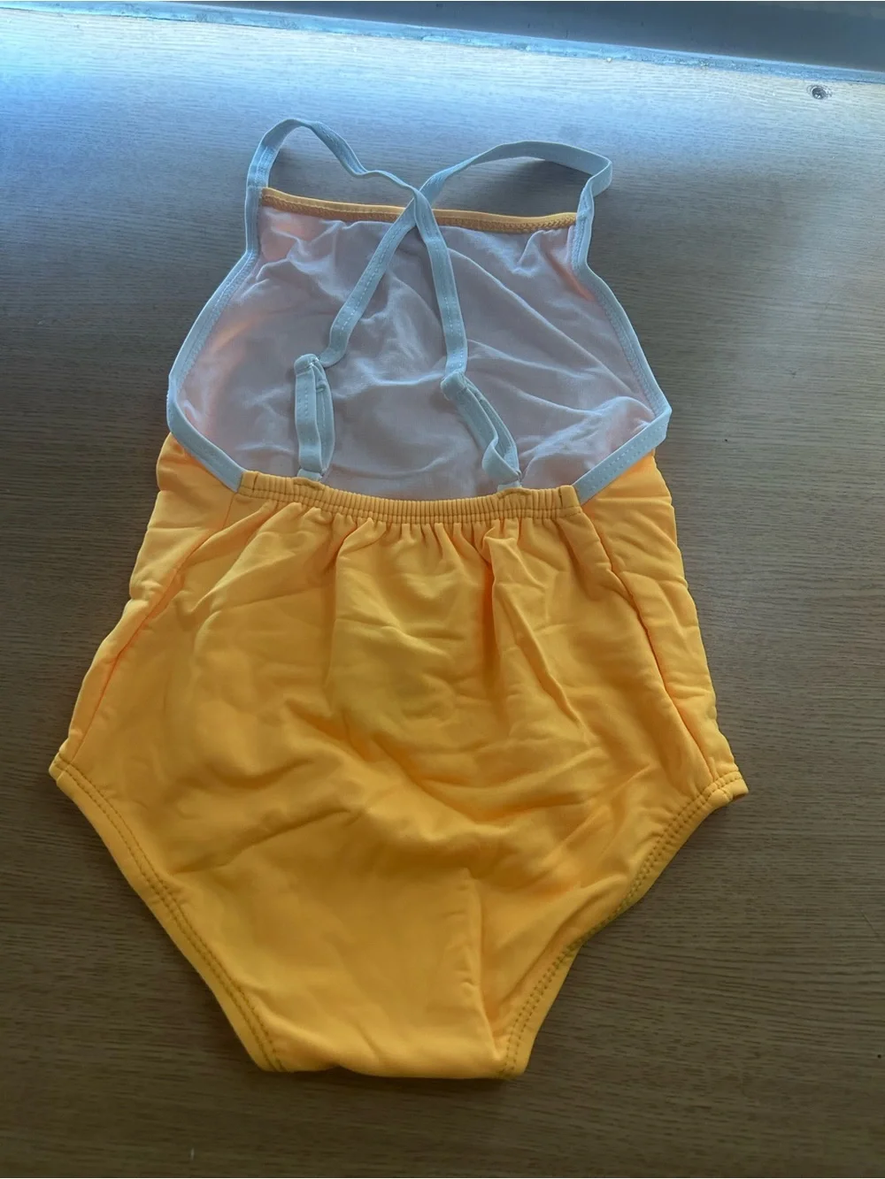 Girls' Yellow One-Piece Swimsuit with Contrast Straps